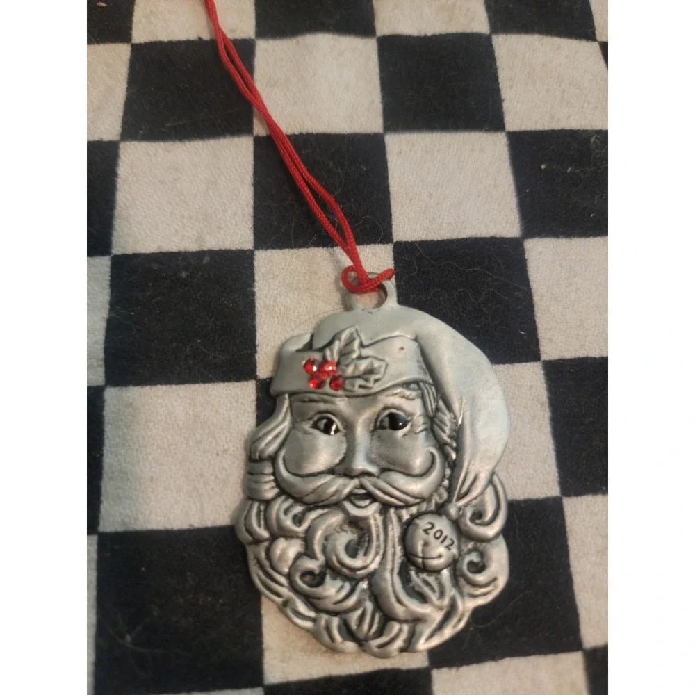 Avon Santa Face Christmas Ornament –‎ 2012 – Pewter Tone